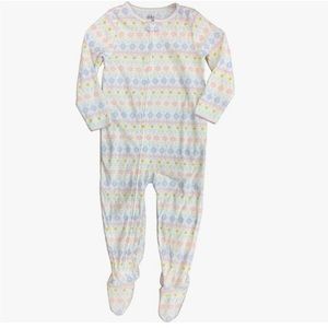2 for $10 Toddler Girls White Snowflake Sleeper Zip Footie Pajamas